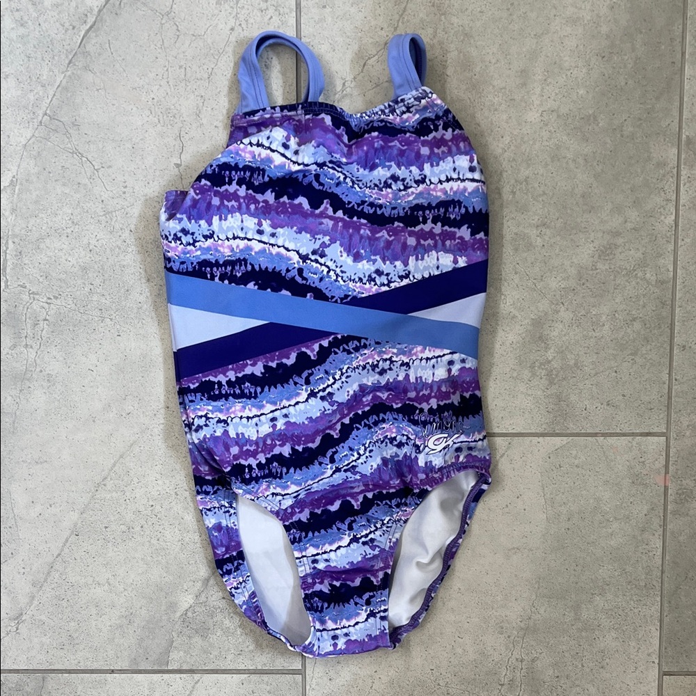 Girls' Purple Patterned gymnastics leotard